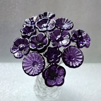 DEEP DARK PURPLE glass flowers, mini tiny small glass flowers on wire; handcrafted lampwork, jewelry, mixed media, wedding, plants, gift