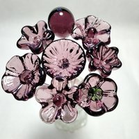 DARK ROSE' WINE glass flower headpins; mini tiny small glass flowers on wire; handcraft lampwork, jewelry, mixed media, wedding, plant, gift