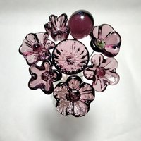 DARK ROSE' WINE glass flower headpins; mini tiny small glass flowers on wire; handcraft lampwork, jewelry, mixed media, wedding, plant, gift