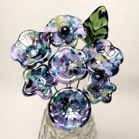 HYDRANGEA glass flowers, tiny small mini glass flowers on wire; handcrafted lampwork, jewelry, mixed media, wedding, plants, great gifts