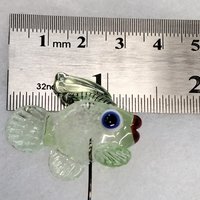 GlowGlitter FISH glass sculpture 5" high; handmade lampwork small fish sculpture on 20 gauge wire ~tiny small  Uranium glow in the dark