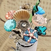 Ocean Beach Bouquet mixed glass flowers with ocean beach colors, tiny small mini glass flowers; each unique, great gift! ocean, beach, sand