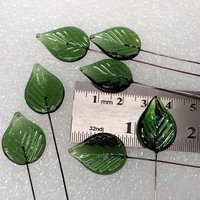 Elegant Sage Green Glass Leaf Headpins;tiny small glass leaf shape on wire; handcrafted lampwork, jewelry, mixed media, wedding decor, plant