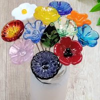 SUMMER BRIGHT Bouquet bright colors glass flower bouquet, tiny, small glass flowers handcrafted, gift friend, thinking of you, just because