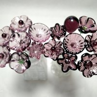 DARK ROSE' WINE glass flower headpins; mini tiny small glass flowers on wire; handcraft lampwork, jewelry, mixed media, wedding, plant, gift
