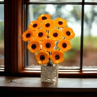 Merigold Butterscotch tiny glass flowers on wire headpins; handcraft lampwork: jewelry, gifts, wedding, bouquets, mixed media fall autumn