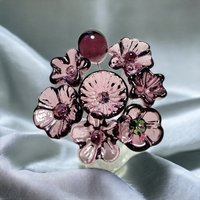 DARK ROSE' WINE glass flower headpins; mini tiny small glass flowers on wire; handcraft lampwork, jewelry, mixed media, wedding, plant, gift