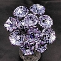 PURPLE MOTTLE JEWELTONE glass flowers; mini tiny small glass flowers on wire; handcraft lampwork, jewelry, mixed media, wedding, plant gift