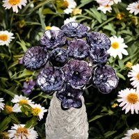 PURPLE MOTTLE JEWELTONE glass flowers; mini tiny small glass flowers on wire; handcraft lampwork, jewelry, mixed media, wedding, plant gift