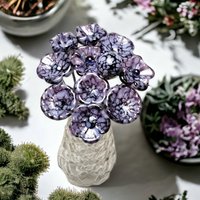 PURPLE MOTTLE JEWELTONE glass flowers; mini tiny small glass flowers on wire; handcraft lampwork, jewelry, mixed media, wedding, plant gift
