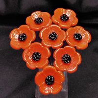 ORANGE POPPY glass flower headpins,small tiny miniature glass flowers on wire, individually crafted lampwork, jewelry, mixed media, gift