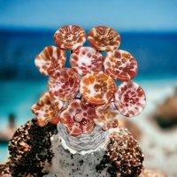 CORAL SPRINKLE SURPRISE miniature flower glass headpins; tiny small mini glass flowers on wire; individually crafted lampwork, jewelry, gift