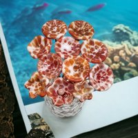 CORAL SPRINKLE SURPRISE miniature flower glass headpins; tiny small mini glass flowers on wire; individually crafted lampwork, jewelry, gift