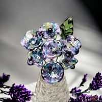 HYDRANGEA glass flowers, tiny small mini glass flowers on wire; handcrafted lampwork, jewelry, mixed media, wedding, plants, great gifts