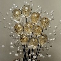 GOLD GLITTER ORB - Glass Drop Orb: glass with gold glitter inside each unique;  handmade lampwork, jewelry, mix media, plant pick, wedding