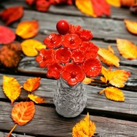 BRIGHT ORANGE glass flowers headpins; miniature tiny small glass flowers on wire; handcrafted lampwork, jewelry, mixed media, curio, gift