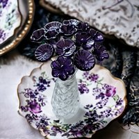 DEEP DARK PURPLE glass flowers, mini tiny small glass flowers on wire; handcrafted lampwork, jewelry, mixed media, wedding, plants, gift