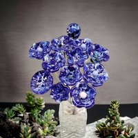 DARK BLUE VARIEGATED glass flowers; mini tiny small glass flowers on wire; handcrafted lampwork, jewelry, mixed media, wedding, gifts