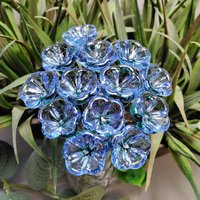 Light Blue Bellflower glass flowers, tiny small miniatureglass flowers on wire; handcrafted lampwork, jewelry, mixed media, wedding, gifts
