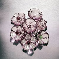 LIGHT ROSE' WINE 5-petal glass flower headpins ~ tiny small mini glass flowers on wire; handcrafted lampwork,