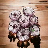 LIGHT ROSE' WINE 5-petal glass flower headpins ~ tiny small mini glass flowers on wire; handcrafted lampwork,