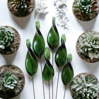 Sage Twist Spike/Leaf glass headpins;  small, tiny miniature flowers on wire  ~ individually crafted lampwork