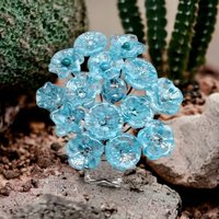 TURQUOISE VARIEGATED glass flowers;  mini tiny small glass flowers on wire; handcrafted lampwork, jewelry, mixed media, wedding, small gift