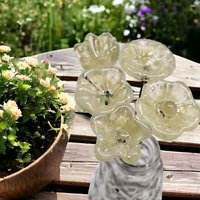 LEMONADE MOTTLE glass flower headpins ~ tiny small mini glass flowers on wire; individually crafted lampwork UV glow reactive!