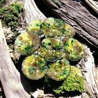 Camo glass flower headpins, glass on wire, jewelry supply or bouquet, fall, hunter, camouflage, woods, cabin, rustic, lampwork handmade