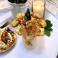 Citrine Golden Glass Flower headpins; tiny small mini glass flowers on wire; November Birthstone; jewelry, gift, curio, windowsill, handmade