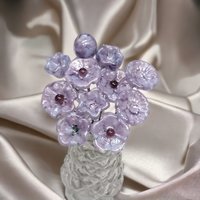 SOFT LAVENDER MOTTLE glass flowers, tiny small mini glass flowers on wire; handcrafted lampwork, jewelry, mixed media, weddings, plant gift