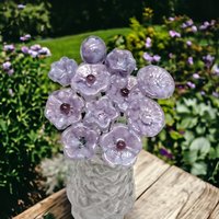 SOFT LAVENDER MOTTLE glass flowers, tiny small mini glass flowers on wire; handcrafted lampwork, jewelry, mixed media, weddings, plant gift