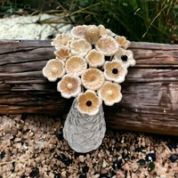 ANTIQUE DARK IVORY glass flowers, miniature tiny small glass flowers on wire; antique autumn fall, jewelry, mixed media, wedding, gifts