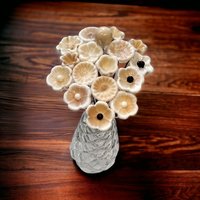 ANTIQUE DARK IVORY glass flowers, miniature tiny small glass flowers on wire; antique autumn fall, jewelry, mixed media, wedding, gifts