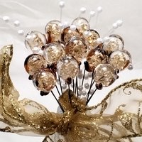 GOLD GLITTER ORB - Glass Drop Orb: glass with gold glitter inside each unique;  handmade lampwork, jewelry, mix media, plant pick, wedding