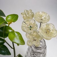 LEMONADE MOTTLE glass flower headpins ~ tiny small mini glass flowers on wire; individually crafted lampwork UV glow reactive!