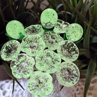 GLOW GLITTER glass flowers on wire headpins ~ miniature tiny small glass flowers on wire; individually crafted lampwork glow in the dark UV