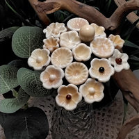 ANTIQUE DARK IVORY glass flowers, miniature tiny small glass flowers on wire; antique autumn fall, jewelry, mixed media, wedding, gifts