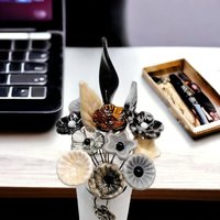 Executive Midcentury Modern Bouquet ~glass flower bouquet, tiny small glass flowers; handcrafted lampwork, office gift, coworker, business
