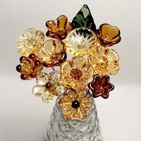 GOLDEN GLOW Glass Flower Bouquet! November Birthstone, tiny small glass flowers, autumn fall colors, gift, wedding placesetting, baby, amber