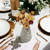GOLDEN GLOW Glass Flower Bouquet! November Birthstone, tiny small glass flowers, autumn fall colors, gift, wedding placesetting, baby, amber
