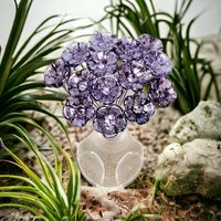 GRAPE PURPLE SPRINKLES glass flowers; mini tiny small glass flowers on wire; handcrafted lampwork, jewelry, mixed media, wedding, plant gift