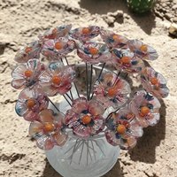 Sedona Desert 5-petal glass flowers, tiny small miniature glass flowers on wire; lampwork, jewelry, mixed media, wedding, southwest