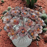 Sedona Desert 5-petal glass flowers, tiny small miniature glass flowers on wire; lampwork, jewelry, mixed media, wedding, southwest