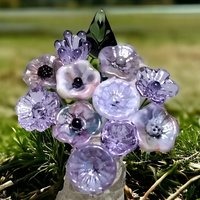 Love Lavender Bouquet ~glass flower/leaf (11 flowers + 1 leaf total) tiny small miniature glass flowers individually crafted lampwork