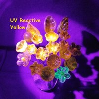 UV Reactive Yellow/Amber mini tiny small glass flowers on 5" wire, handcrafted lampwork, glows in uv light,colors vary due to glass density