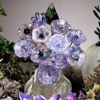 Love Lavender Bouquet ~glass flower/leaf (11 flowers + 1 leaf total) tiny small miniature glass flowers individually crafted lampwork