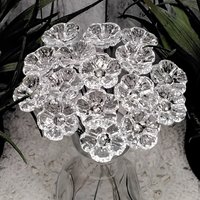 Clear Crystal Lead 365 UV reactive glass flowers; mini tiny small glass flowers on wire; soft blue glow under uv 365nm light