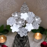 Snow White Lace Glass Flower Bouquet, tiny small minature glass flowers handcrafted lampwork, gift, wedding, curio, windowsill, lace, baby