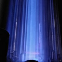 Clear Crystal Lead 365 UV reactive glass flowers; mini tiny small glass flowers on wire; soft blue glow under uv 365nm light